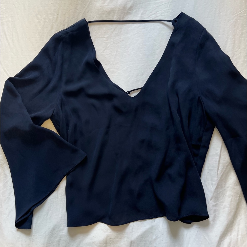 Zara Bell Sleeve Blouse with Lace Up Back